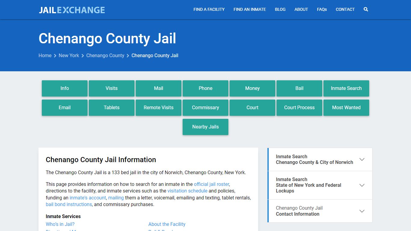 Chenango County Jail, NY Inmate Search, Information